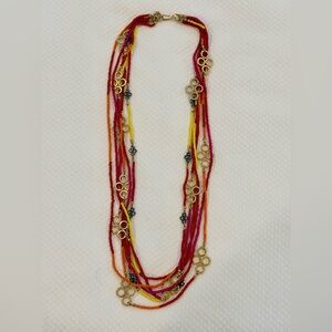Tory Burch Multi-Strand Beaded Necklace with Gold Accents